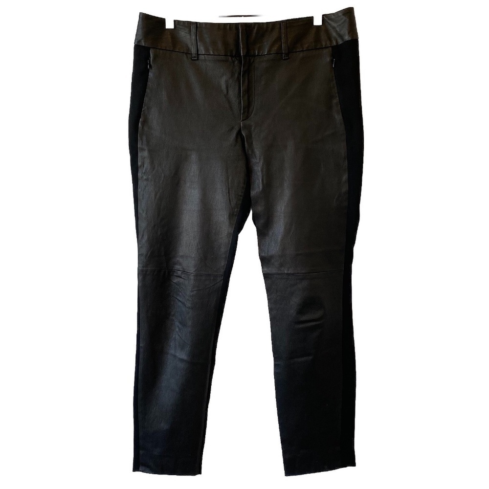 Rag & Bone Womens Lamb Leather Combo Mid Rise Slim Leg Trouser Black Size 12